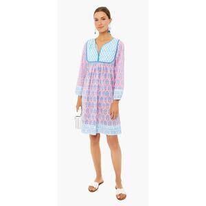 SZ Blockprints Tuckernuck Jaipur Mini Dress Pineapple Eva Pink Block Print